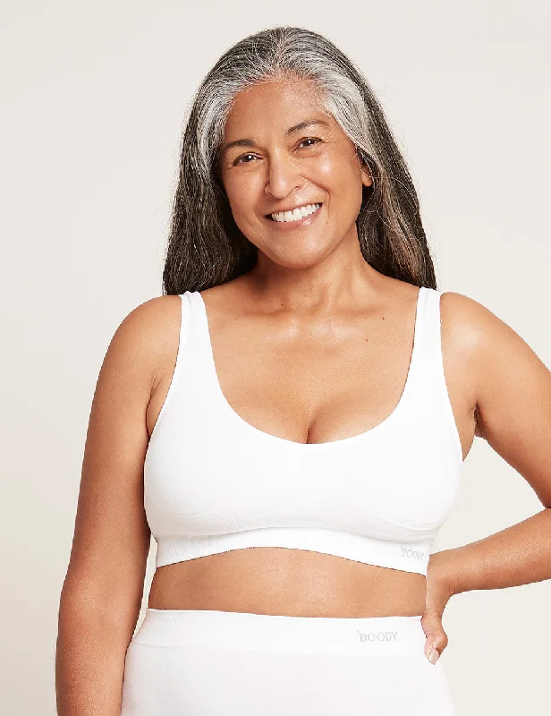 full cup nursing bras for better milk flow Padded Shaper Crop Bra - White