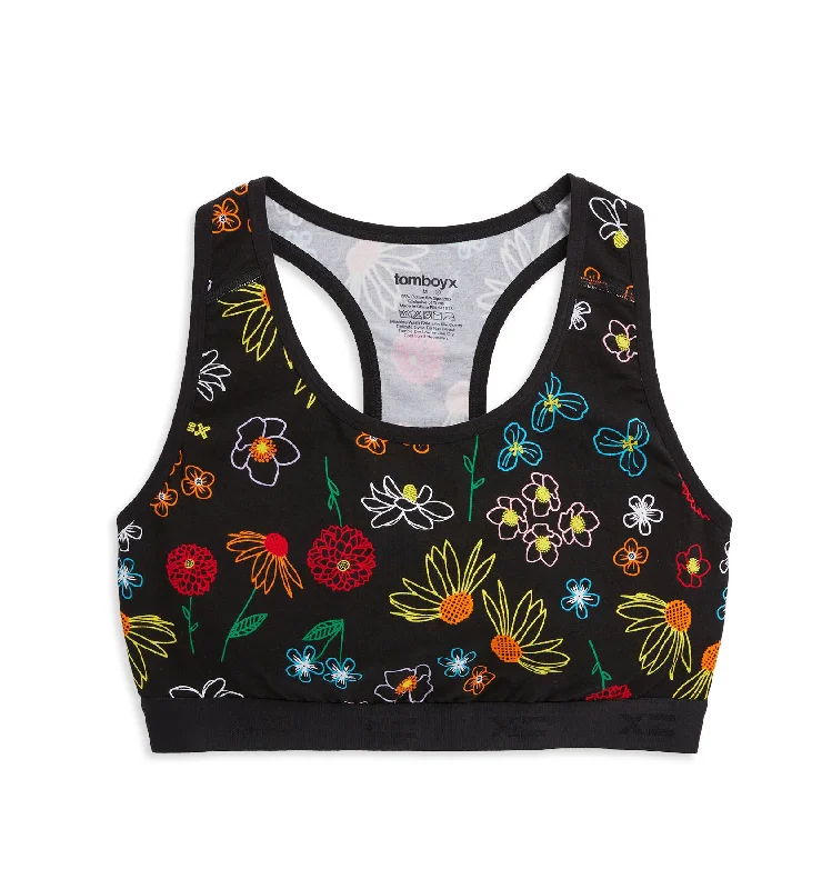 minimizer bras to reduce bust size Racerback Soft Bra - Black Floral