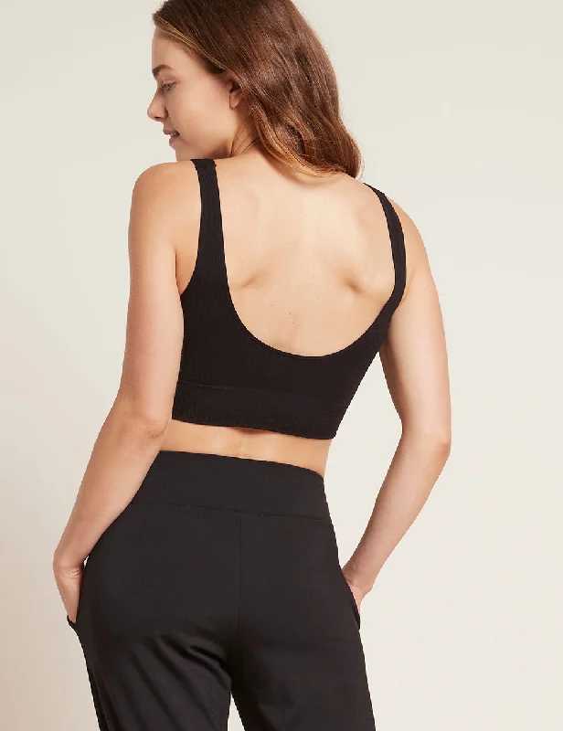 sleep bras for all night comfort Ribbed Seamless Bra - Black