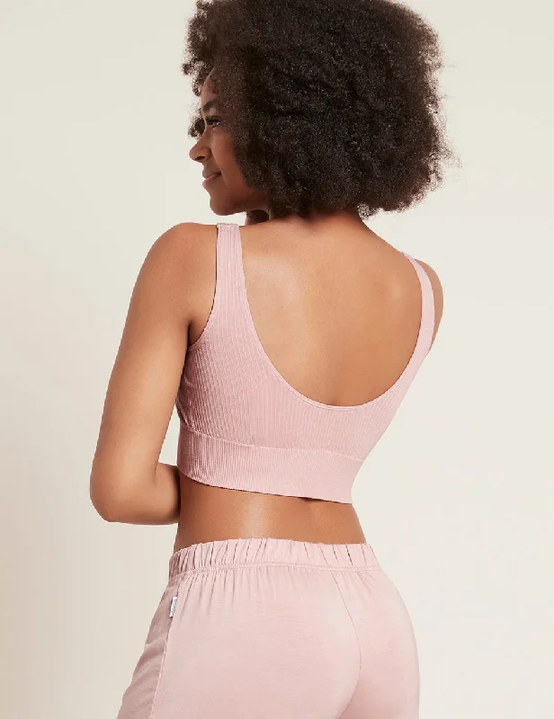 plus size nursing bras for breastfeeding moms Ribbed Seamless Bra - Dusty Pink