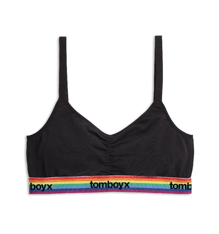 moisture wicking convertible bras V Neck Bralette - Black Rainbow Logo