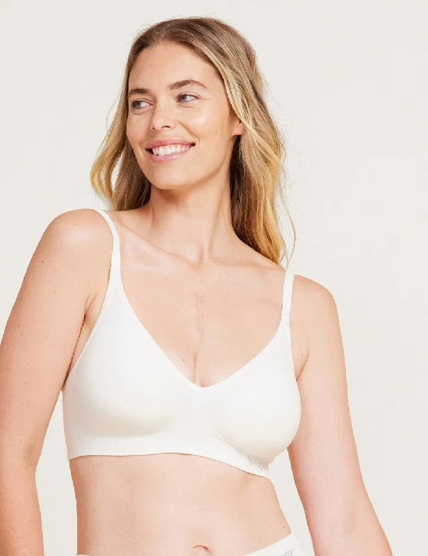 padded wireless bras for light support Wireless T-Shirt Bra - White