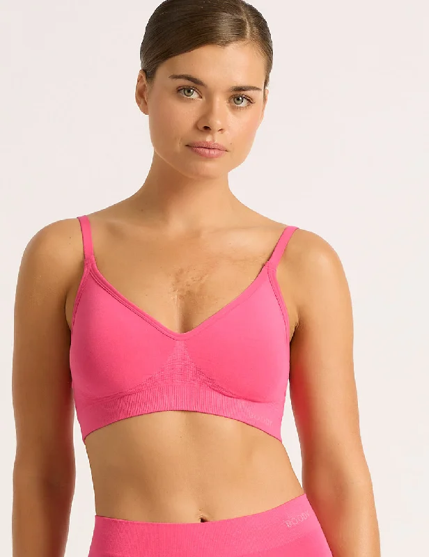 underwire sports bras for extra stability Wireless T-Shirt Bra - BCAM Pink