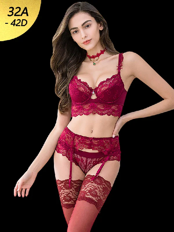 Front - closure bras for easy on and off Women's Sexy Vacation Lace Lingerie Push Up Bra Set Front - closure bras for easy on and off Women's Sexy Vacation Lace Lingerie Push Up Bra Set