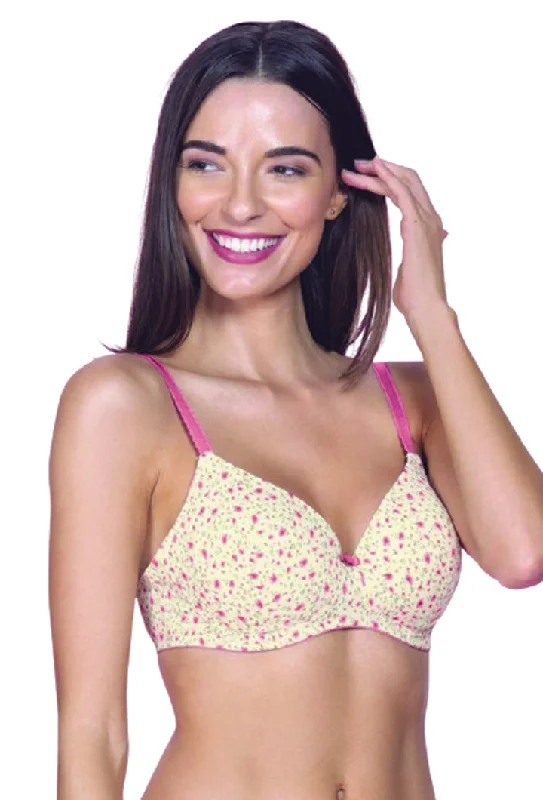 Bra with a lace - trim for an elegant and delicate touch AMANTE BRA-BRA11201 Florette Padded Non-Wired Printed T-Shirt Bra Bra with a lace - trim for an elegant and delicate touch AMANTE BRA-BRA11201 Florette Padded Non-Wired Printed T-Shirt Bra