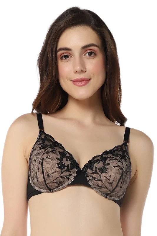 Bra with a wire - free construction for a softer feel AMANTE-BRA101801 Sheer Luxe Padded Wired Demi Bra Bra with a wire - free construction for a softer feel AMANTE-BRA101801 Sheer Luxe Padded Wired Demi Bra