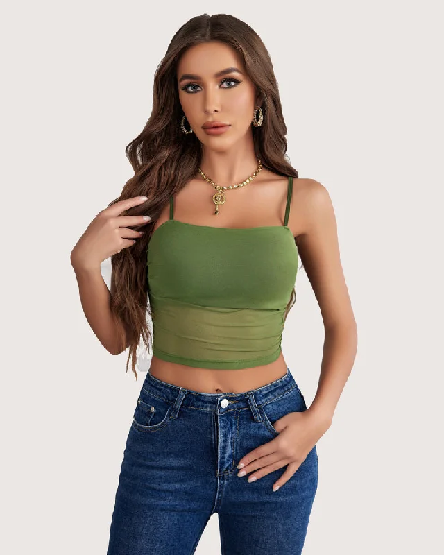 Back - closure bras with traditional hook - and - eye fastenings Spaghetti Strap Mesh Tank Top Back - closure bras with traditional hook - and - eye fastenings Spaghetti Strap Mesh Tank Top