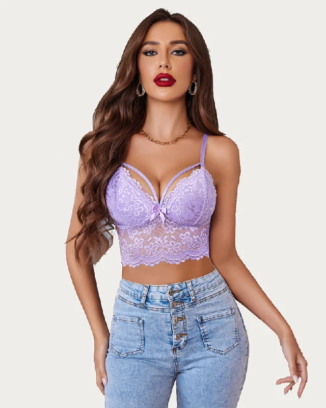 Bra with a wire - free band for a more comfortable underbust area Lace Bralette Adjustable Strap Crop Top Bra with a wire - free band for a more comfortable underbust area Lace Bralette Adjustable Strap Crop Top