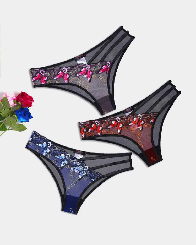 Bra with a contour memory foam cup for a natural look Butterfly Embroidered Mesh Panties Bra with a contour memory foam cup for a natural look Butterfly Embroidered Mesh Panties