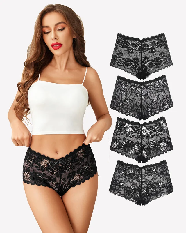 Bra with a plus - size customized fit option for a perfect fit 4 Pcs Floral Lace Panties High Waist Panty Bra with a plus - size customized fit option for a perfect fit 4 Pcs Floral Lace Panties High Waist Panty