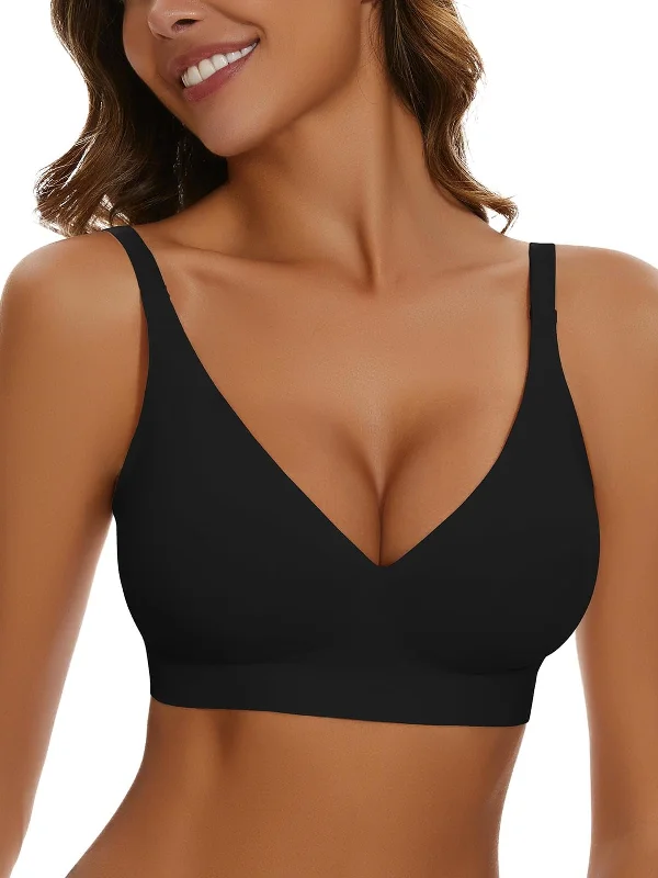 Bra with a silk - lined cup for a luxurious texture Basic French Push-up Wireless Bra Black Bra with a silk - lined cup for a luxurious texture Basic French Push-up Wireless Bra Black