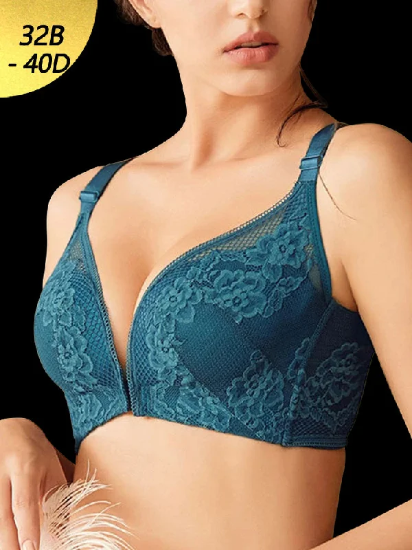 Bra with a moisture - wicking memory foam cup for sweaty conditions Beauty Back Lace Jacquard Wireless Front Closure Thin Breathable Bra Bra with a moisture - wicking memory foam cup for sweaty conditions Beauty Back Lace Jacquard Wireless Front Closure Thin Breathable Bra