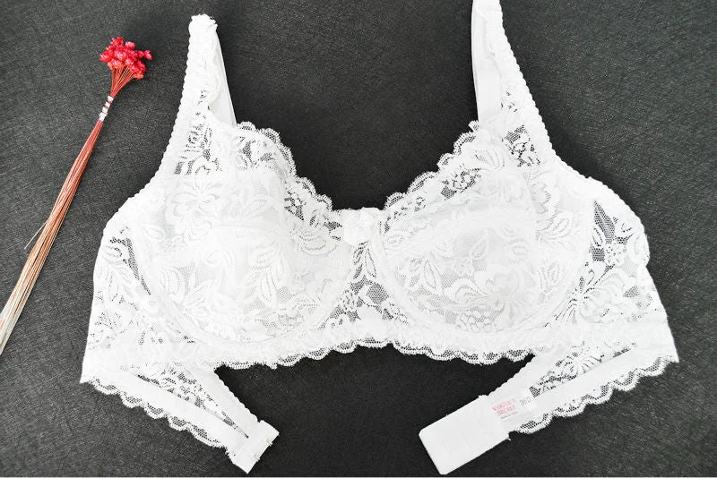 Front - closure bras for easy on and off Big Cup Sexy Lingerie Floral Full Coverage Bra Front - closure bras for easy on and off Big Cup Sexy Lingerie Floral Full Coverage Bra