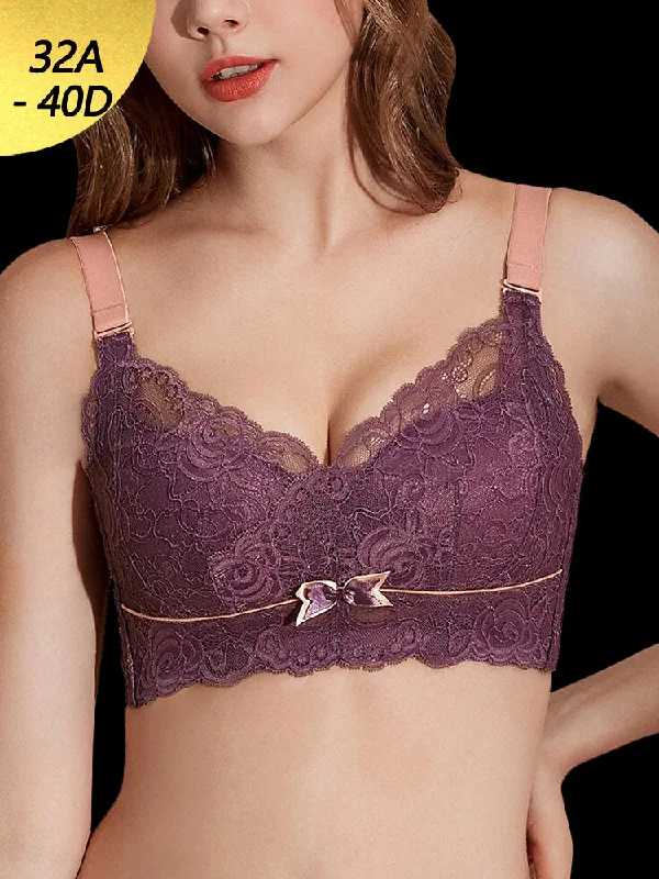 Maternity bras for expectant mothers' changing needs Bowknot Lace Breathable Wireless Lightly Latex Lined Bra Maternity bras for expectant mothers' changing needs Bowknot Lace Breathable Wireless Lightly Latex Lined Bra