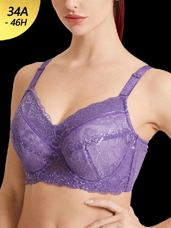 Bra with a built - in underwire for enhanced support Breathable Lace Full Coverage Soft Wire Support Bra Bra with a built - in underwire for enhanced support Breathable Lace Full Coverage Soft Wire Support Bra