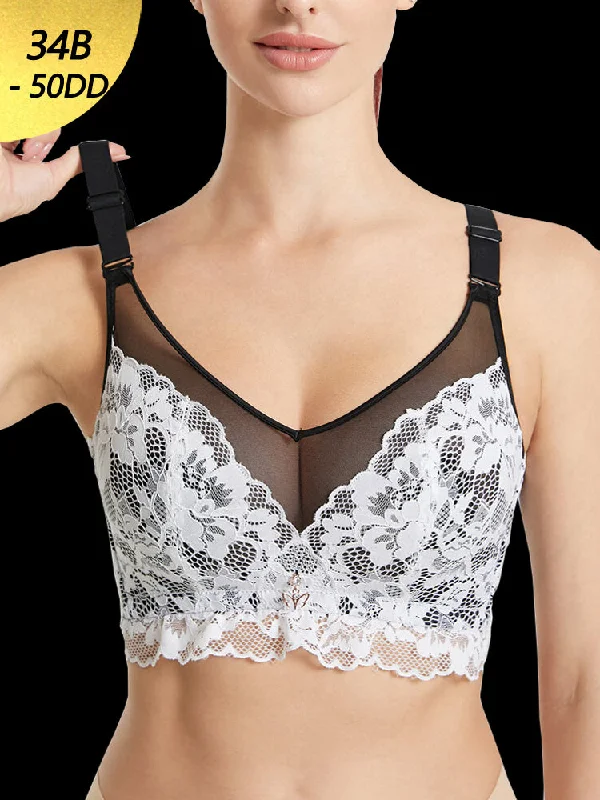 Bra with a padded cup for added comfort and shape Breathable Lace Rabbit Ear Minimizer Bras Bra with a padded cup for added comfort and shape Breathable Lace Rabbit Ear Minimizer Bras