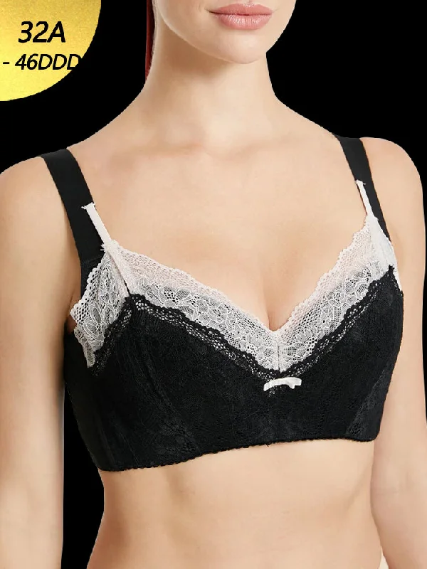 Bra with a lace - trim for an elegant and delicate touch Breathable Lace Soft-wire Full Coverage Push Up Bra Bra with a lace - trim for an elegant and delicate touch Breathable Lace Soft-wire Full Coverage Push Up Bra