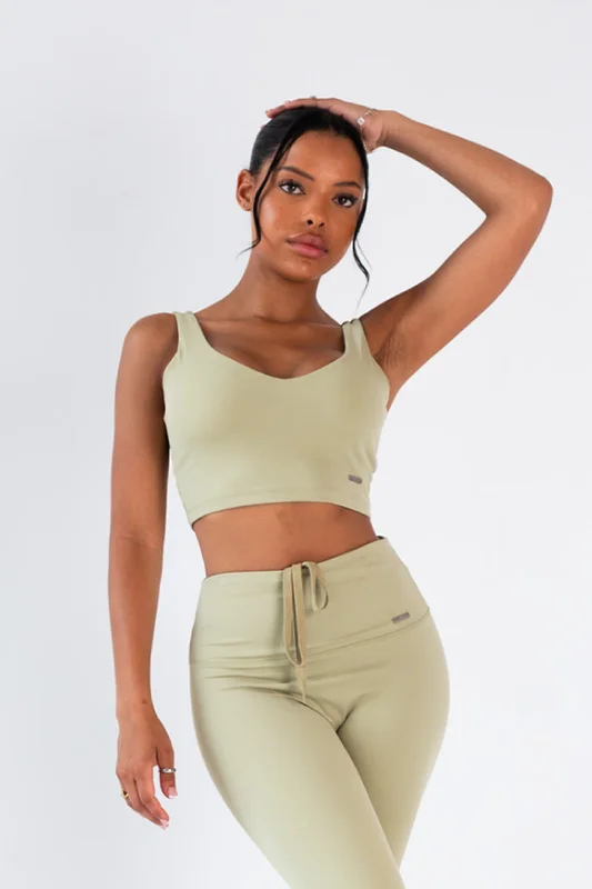 Bra with a racerback design for better mobility​ Cami Style Sports Bra Olive