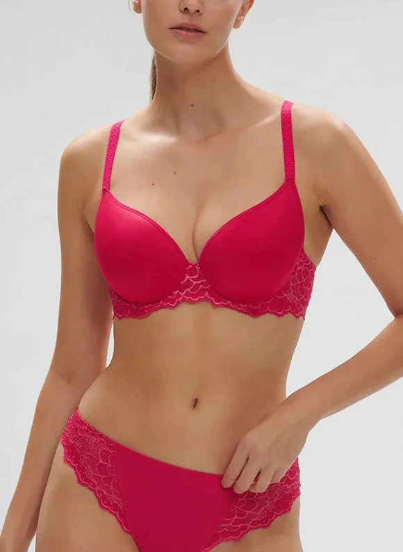 Cotton bras known for breathability and softness Caresse 3D Spacer Plunge Bra In Teaberry Pink - Simone Perele Cotton bras known for breathability and softness Caresse 3D Spacer Plunge Bra In Teaberry Pink - Simone Perele