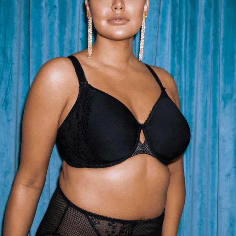 Bra with a multi - way strap system for different outfits Charley Underwired Spacer Bra In Black - Elomi Bra with a multi - way strap system for different outfits Charley Underwired Spacer Bra In Black - Elomi