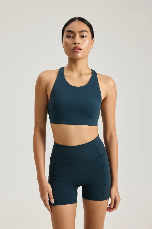 travel women sport bra for easy packing Clasp Bra (High Neck) in Pine