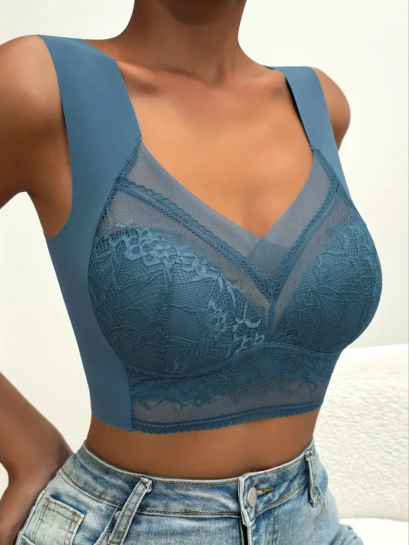 Wireless bras for ultimate comfort and freedom Contrast Lace Wireless Bra, Soft & Comfortable Tank Bra, Women's Lingerie & Underwear Blue Wireless bras for ultimate comfort and freedom Contrast Lace Wireless Bra, Soft & Comfortable Tank Bra, Women's Lingerie & Underwear Blue