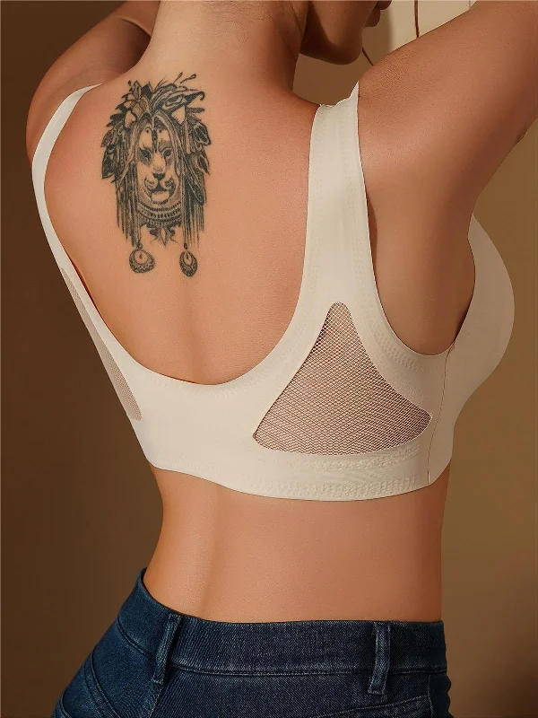 Underwire bras for enhanced support and shaping Contrast Mesh No Show Wireless Camisole Bra Beige Underwire bras for enhanced support and shaping Contrast Mesh No Show Wireless Camisole Bra Beige