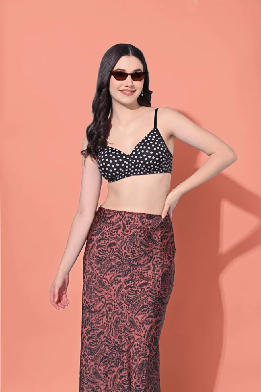 Sports bras for high - impact activities and workouts FIMS Fashion Padded Non-Wired Full Cup Polka Print bra Black Color Sports bras for high - impact activities and workouts FIMS Fashion Padded Non-Wired Full Cup Polka Print bra Black Color