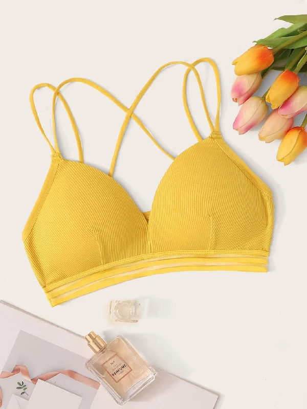 Bra with a push - up memory foam cup for enhanced cleavage​ Crisscross Rib Bralette