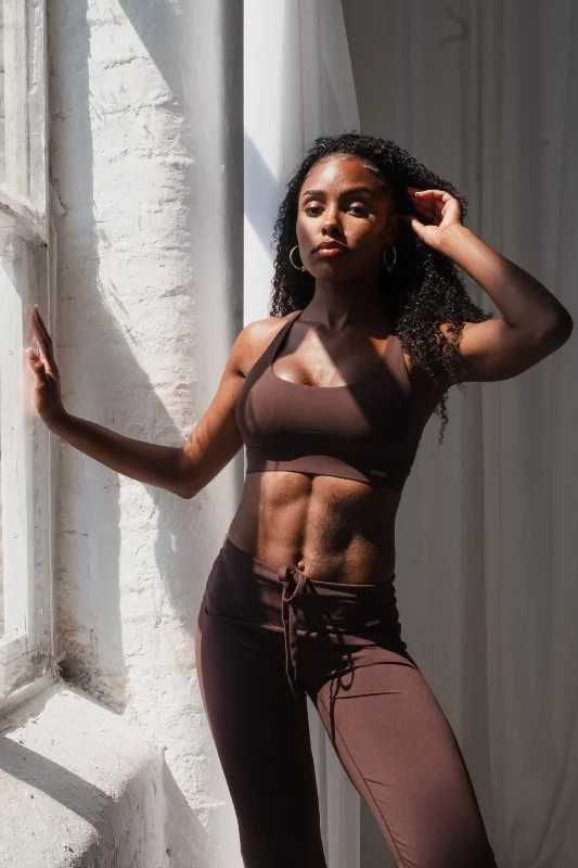 Bra with a quick - drying lining for convenience​ Cross Back Sports Bra Espresso