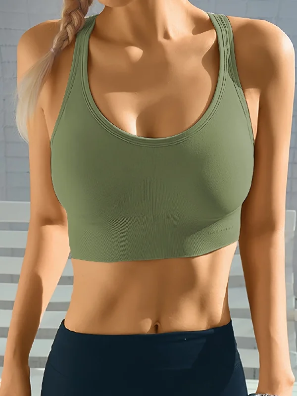 Bra with a wire - free construction for a softer feel Crossback Medium Support Sports Bra LightGreen Bra with a wire - free construction for a softer feel Crossback Medium Support Sports Bra LightGreen