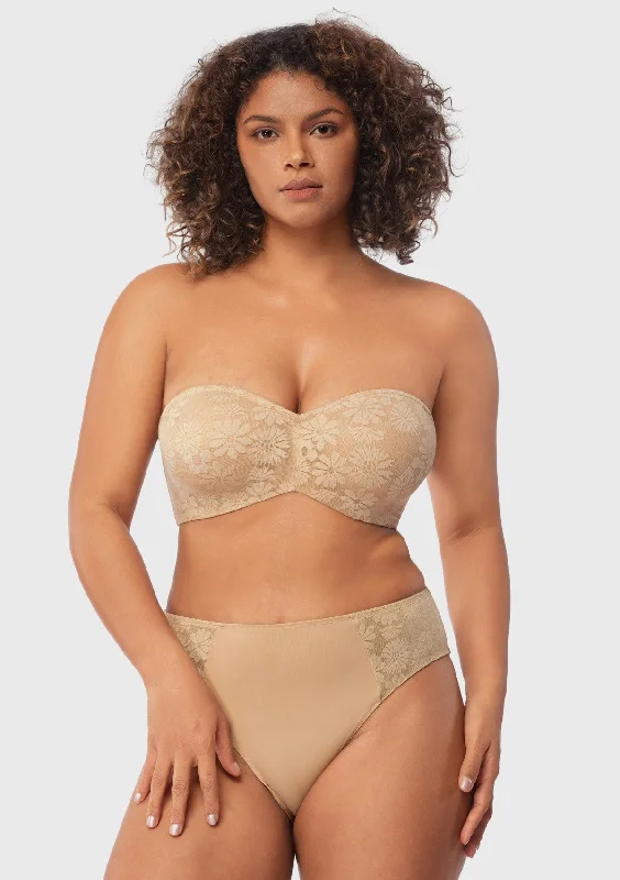 Bra with a silk - lined cup for a luxurious texture Daisy Lace Non-padded Strapless Minimizer Underwire Bra Bra with a silk - lined cup for a luxurious texture Daisy Lace Non-padded Strapless Minimizer Underwire Bra