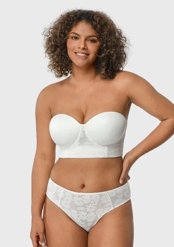 Bra with a balconette style for a flirty neckline Daisy Strapless Longline Full Coverage Underwire Bra Bra with a balconette style for a flirty neckline Daisy Strapless Longline Full Coverage Underwire Bra