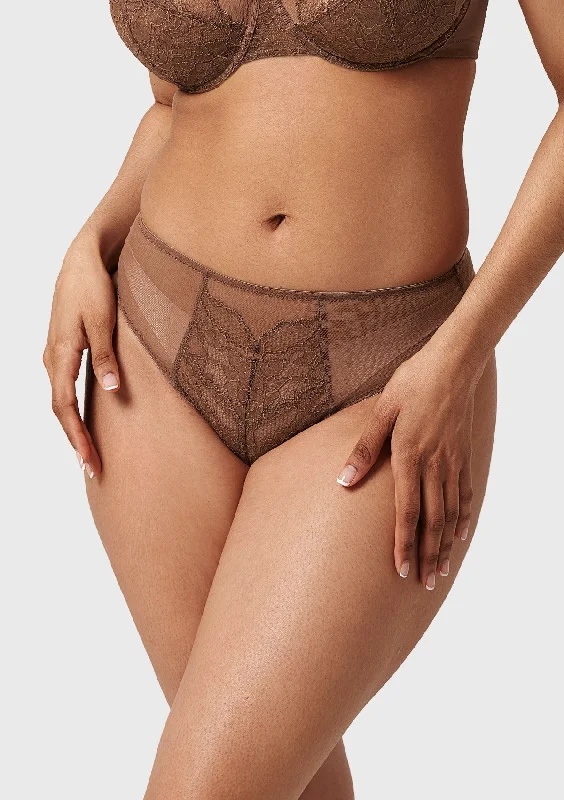 Bra with a contour memory foam cup for a natural look Enchante High-Rise Cocoa Brown Lace Brief Underwear Bra with a contour memory foam cup for a natural look Enchante High-Rise Cocoa Brown Lace Brief Underwear