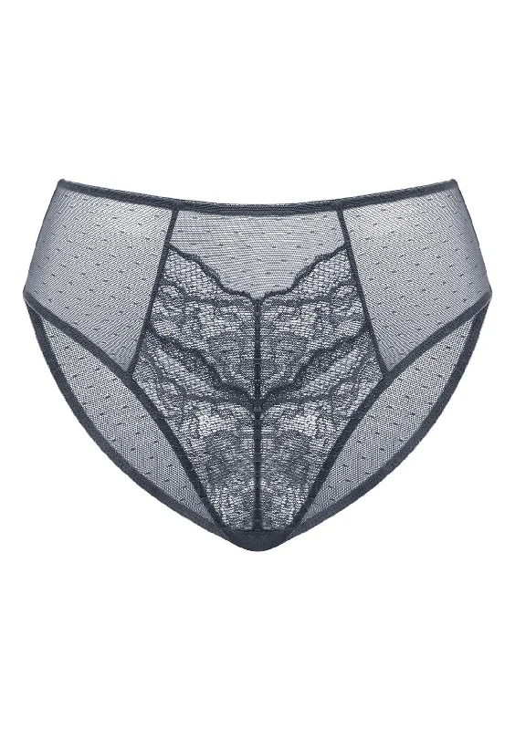 Bra with a quick - drying lining for convenience Enchante High-Rise Dark Gray Lace Brief Underwear Bra with a quick - drying lining for convenience Enchante High-Rise Dark Gray Lace Brief Underwear