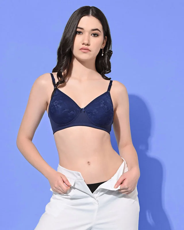 Bra with a hypoallergenic lining for sensitive skin FIMS Fashion Padded Non-Wired Full Cup Floral Print bra Blue Color Bra with a hypoallergenic lining for sensitive skin FIMS Fashion Padded Non-Wired Full Cup Floral Print bra Blue Color