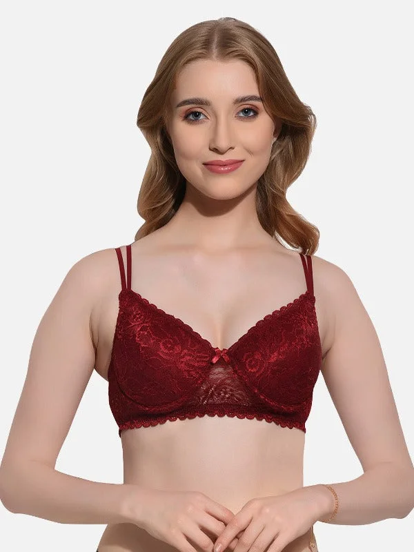 Bra with a satin finish for a luxurious look FIMS Fashion Women Cotton Blend Floral Lace Padded Wired Bra Pack of 1 Bra with a satin finish for a luxurious look FIMS Fashion Women Cotton Blend Floral Lace Padded Wired Bra Pack of 1
