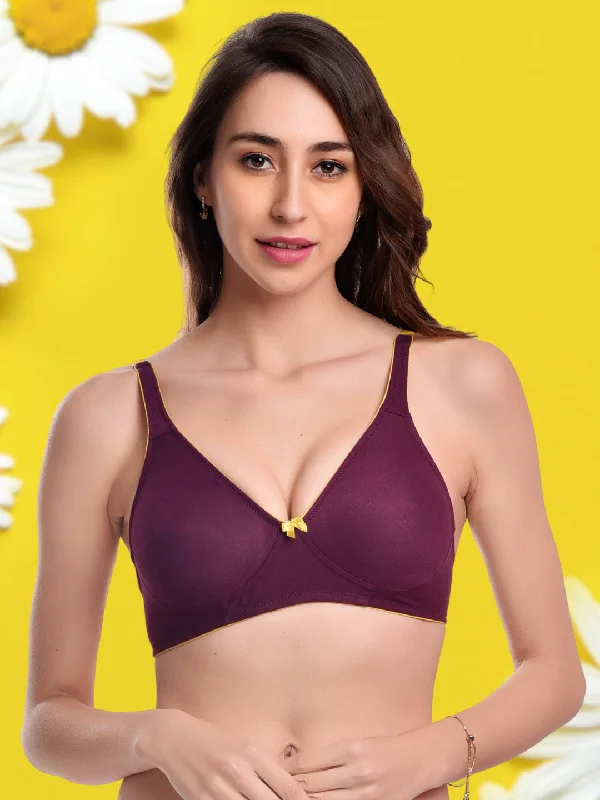 Bra with a moisture - wicking memory foam cup for sweaty conditions FIMS Fashion Women Cotton Blend Solid Moulded Bra Pack of 1 Purple Bra with a moisture - wicking memory foam cup for sweaty conditions FIMS Fashion Women Cotton Blend Solid Moulded Bra Pack of 1 Purple