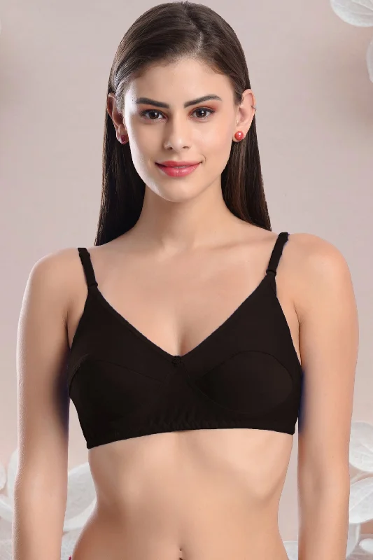 Bra with a solid color for a classic and versatile option FIMS Fashion Women Cotton Blend Solid Non-Padded Bra Pack of 1 Black Bra with a solid color for a classic and versatile option FIMS Fashion Women Cotton Blend Solid Non-Padded Bra Pack of 1 Black