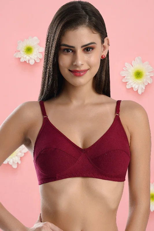 Bra with wide straps for added comfort and weight distribution FIMS Fashion Women Cotton Blend Solid Non-Padded Bra Pack of 1 Maroon Bra with wide straps for added comfort and weight distribution FIMS Fashion Women Cotton Blend Solid Non-Padded Bra Pack of 1 Maroon