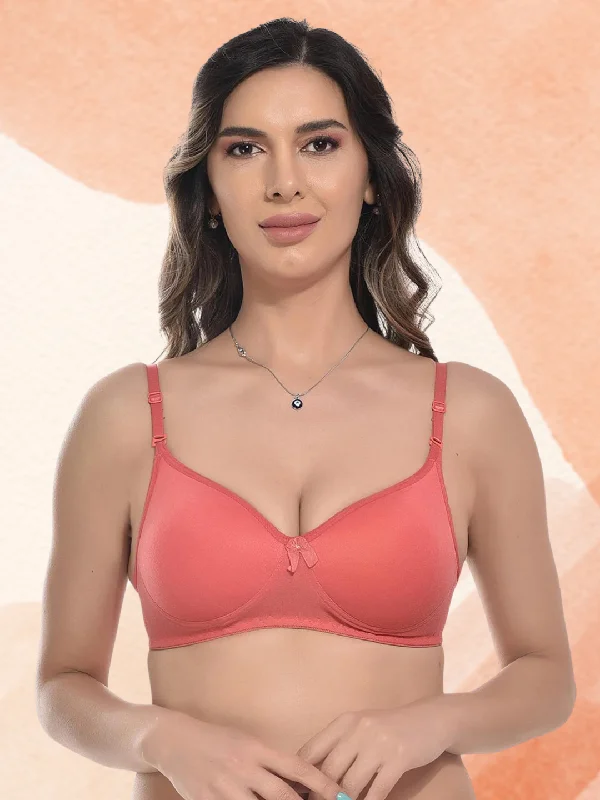 Bra with a wireless memory foam cup for ultimate comfort FIMS Fashion Women Cotton Blend Solid Padded Bra Pack of 1 Orange Bra with a wireless memory foam cup for ultimate comfort FIMS Fashion Women Cotton Blend Solid Padded Bra Pack of 1 Orange