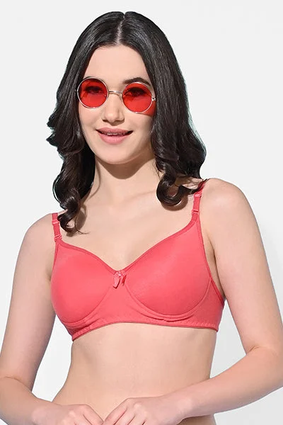 Bra with a quarter - cup design for a very revealing style FIMS Fashion Women Cotton Blend Solid Padded Bra Pack of 1 Orange Bra with a quarter - cup design for a very revealing style FIMS Fashion Women Cotton Blend Solid Padded Bra Pack of 1 Orange