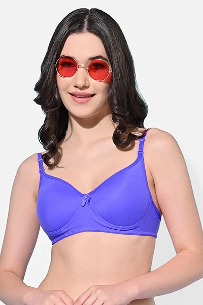 Bra with a padded cup for added comfort and shape FIMS Fashion Women Cotton Blend Solid Padded Bra Pack of 1 Blue Bra with a padded cup for added comfort and shape FIMS Fashion Women Cotton Blend Solid Padded Bra Pack of 1 Blue
