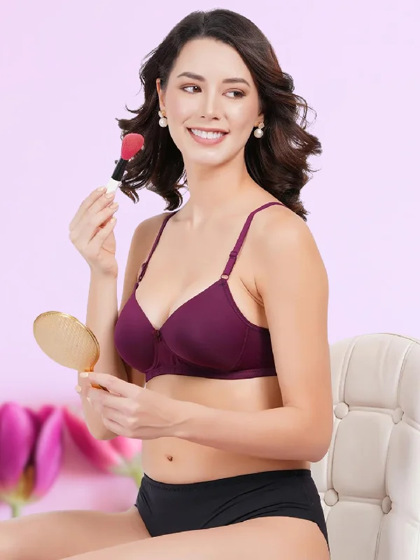 Bra with a low - cut cup for a more revealing style FIMS Fashion Women Lycra Solid Padded Bra Pack of 1 Purple Bra with a low - cut cup for a more revealing style FIMS Fashion Women Lycra Solid Padded Bra Pack of 1 Purple