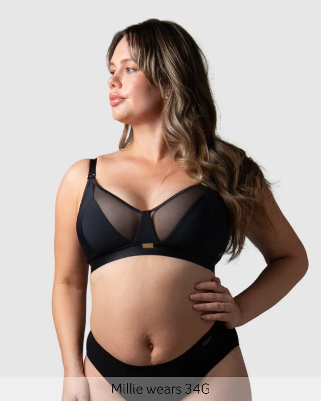 Bra with a seamless cup for a smooth silhouette Flawless Sheer Plunge Nursing Bra - Black Busty Bra with a seamless cup for a smooth silhouette Flawless Sheer Plunge Nursing Bra - Black Busty
