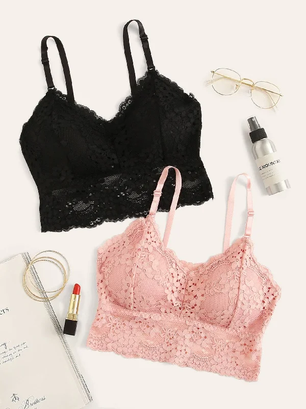 Bra with a quarter - cup design for a very revealing style Floral Lace Bra Set 2pack Bra with a quarter - cup design for a very revealing style Floral Lace Bra Set 2pack