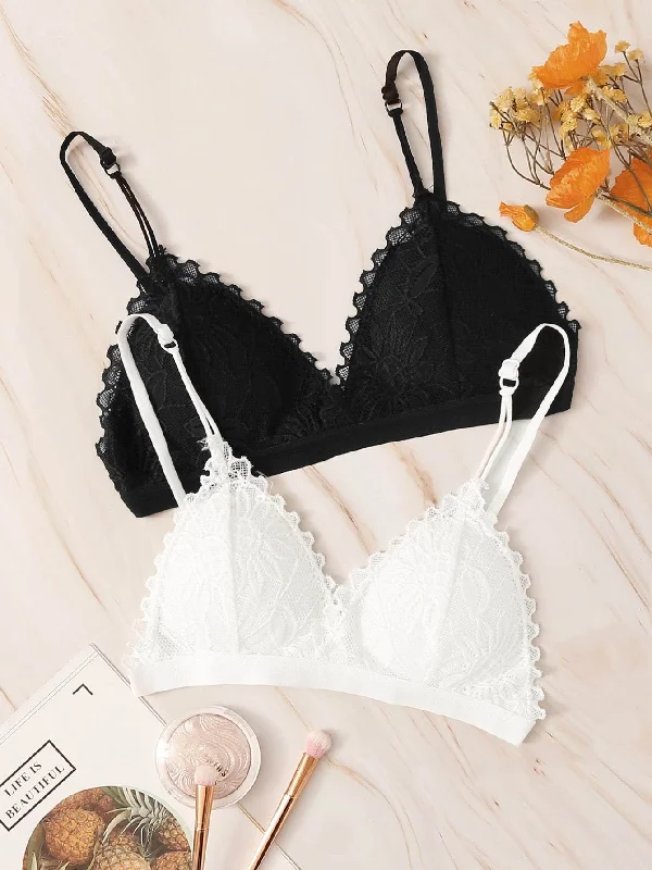 Bra with a contoured cup for a natural - looking shape​ Floral Lace Bra Set 2pack