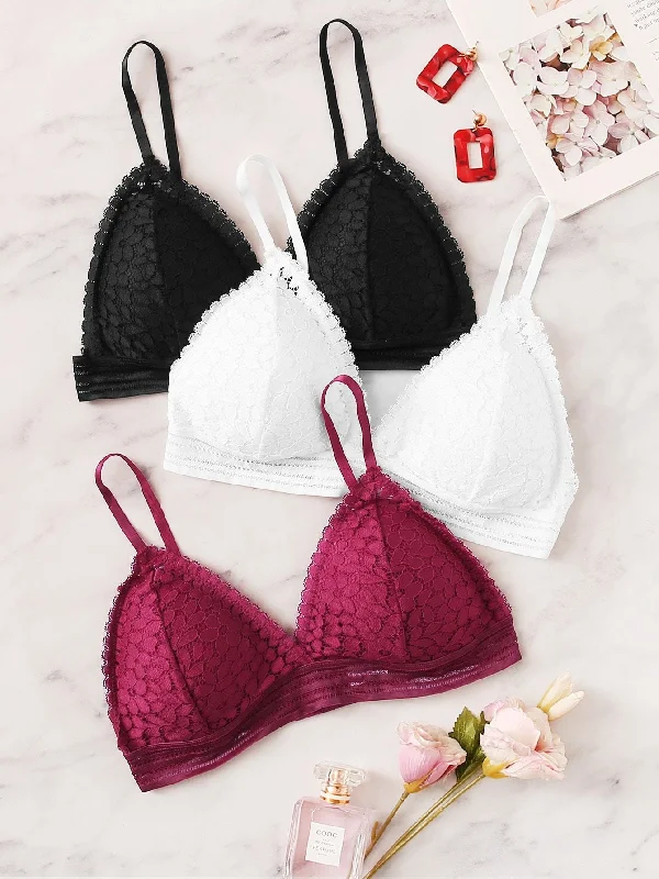 Bra with a plus - size underwire for enhanced support​ Floral Lace Bra Set 3pack