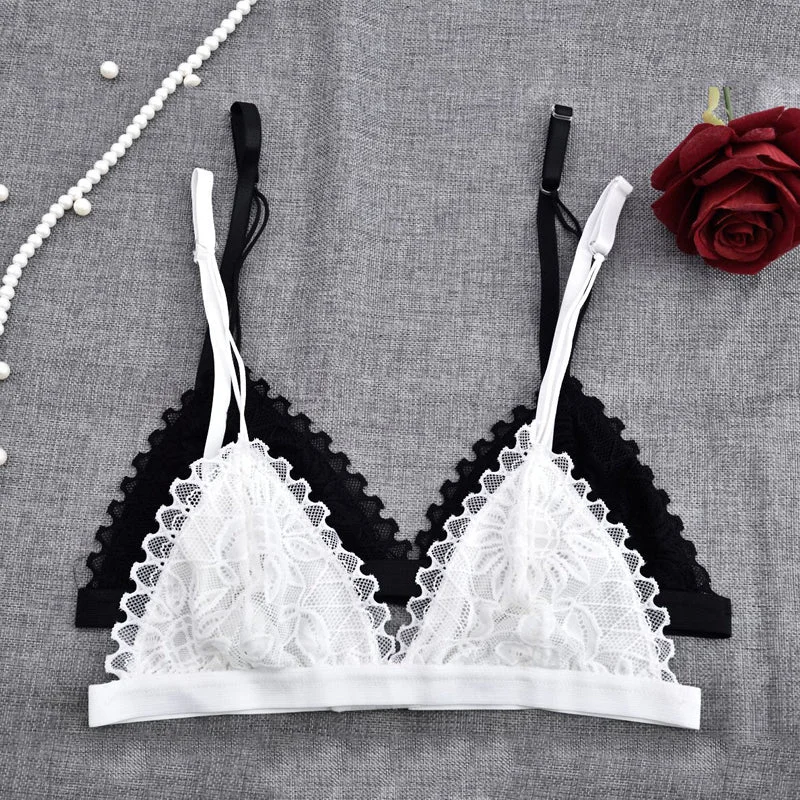Bra with a plus - size underbust band for a secure fit Floral Lace Bra Wire Free Bralette Lingerie Bra with a plus - size underbust band for a secure fit Floral Lace Bra Wire Free Bralette Lingerie