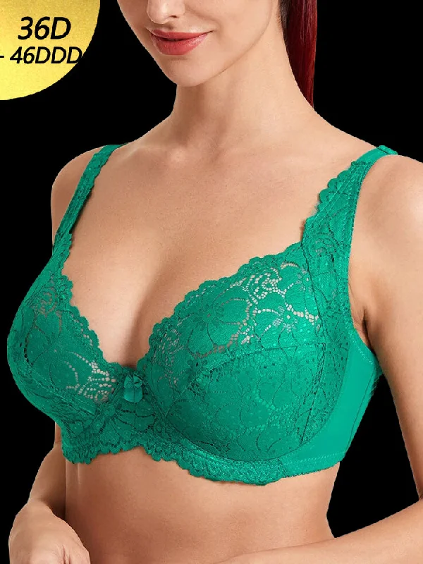Bra with a solid color for a classic and versatile option Floral Lace Trim See Through Thin Breathable Push Up Bra Bra with a solid color for a classic and versatile option Floral Lace Trim See Through Thin Breathable Push Up Bra